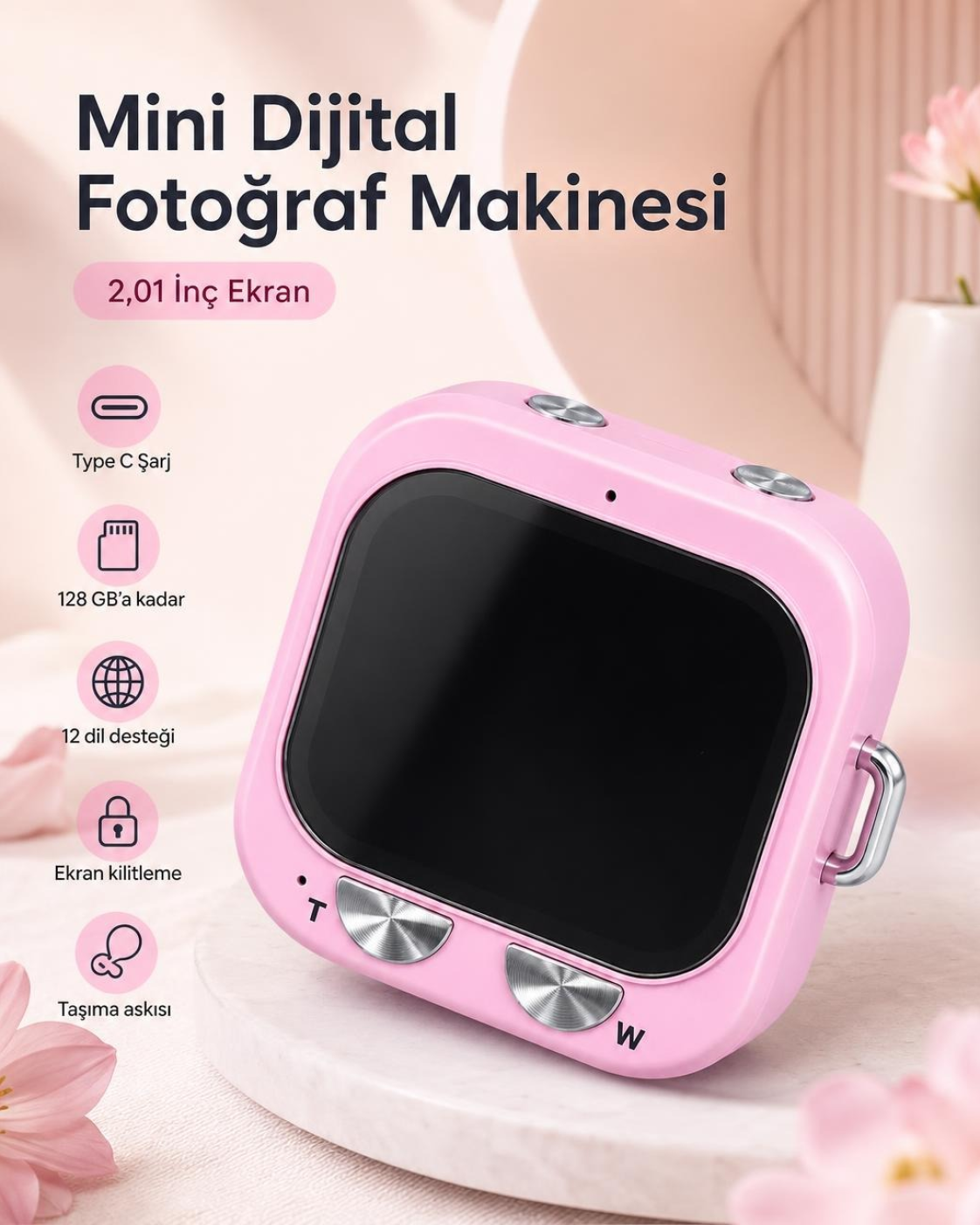 Q16 Mini CCD Digital Camera – Pink& black Pocket Camera for Kids