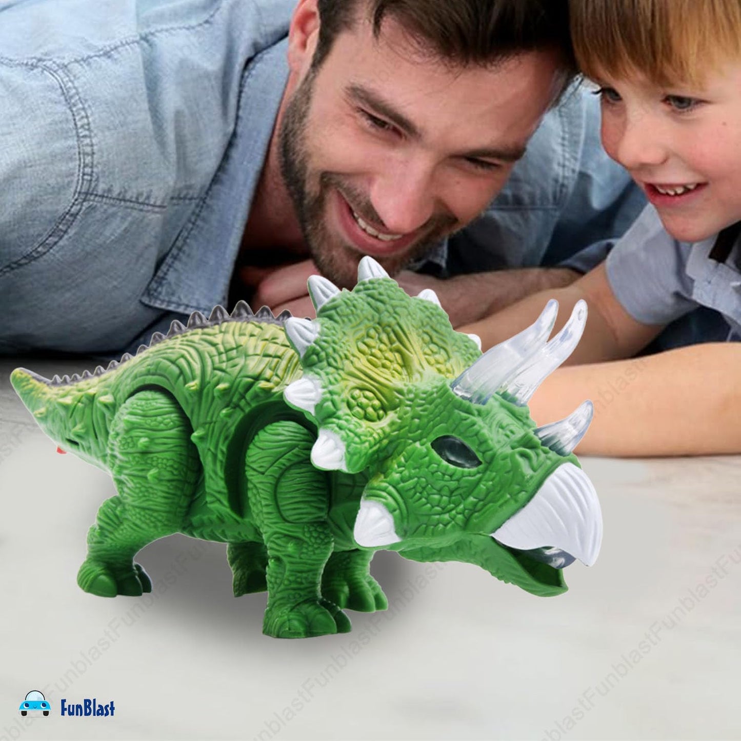 Electric Walking Triceratops Dinosaur Toy with Lights & Sound