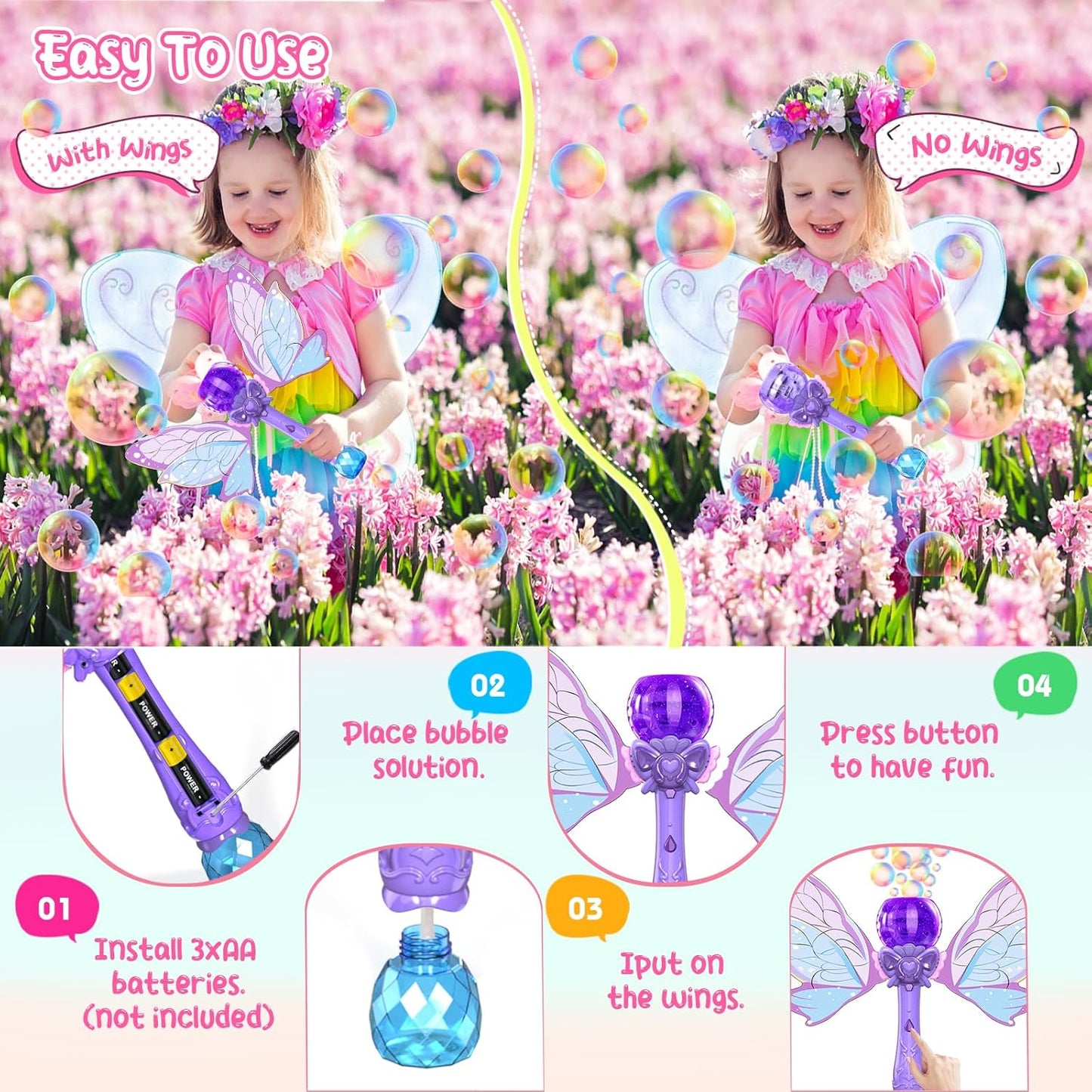 Butterfly Bubble Wand Toy for Kids – Automatic Bubble Maker