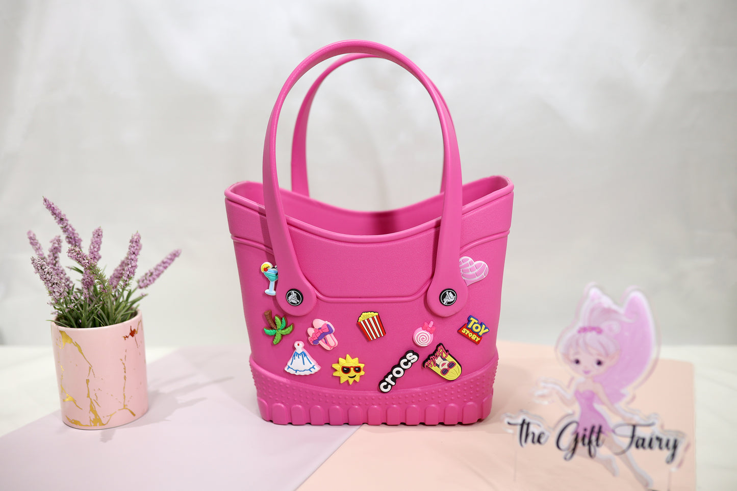 Pink Crocs™ Classic Tote Bag with Custom Jibbitz Charms