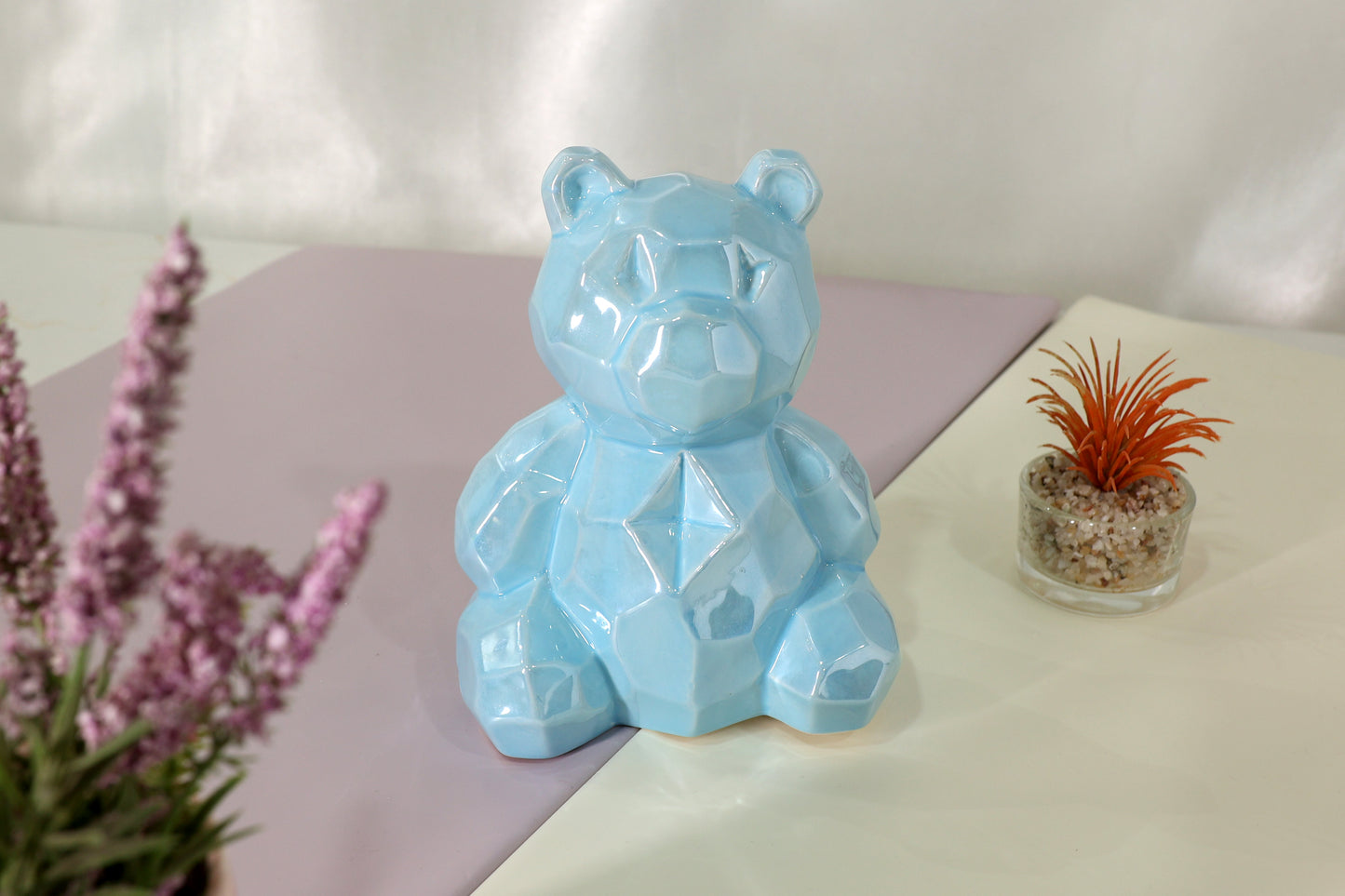 Ceramic Teddy Bear Piggy Bank – Pearl Pink