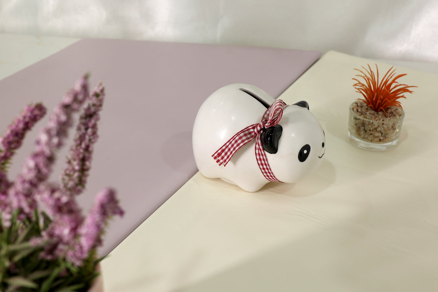 Cute Panda Piggy Bank – White Ceramic Design