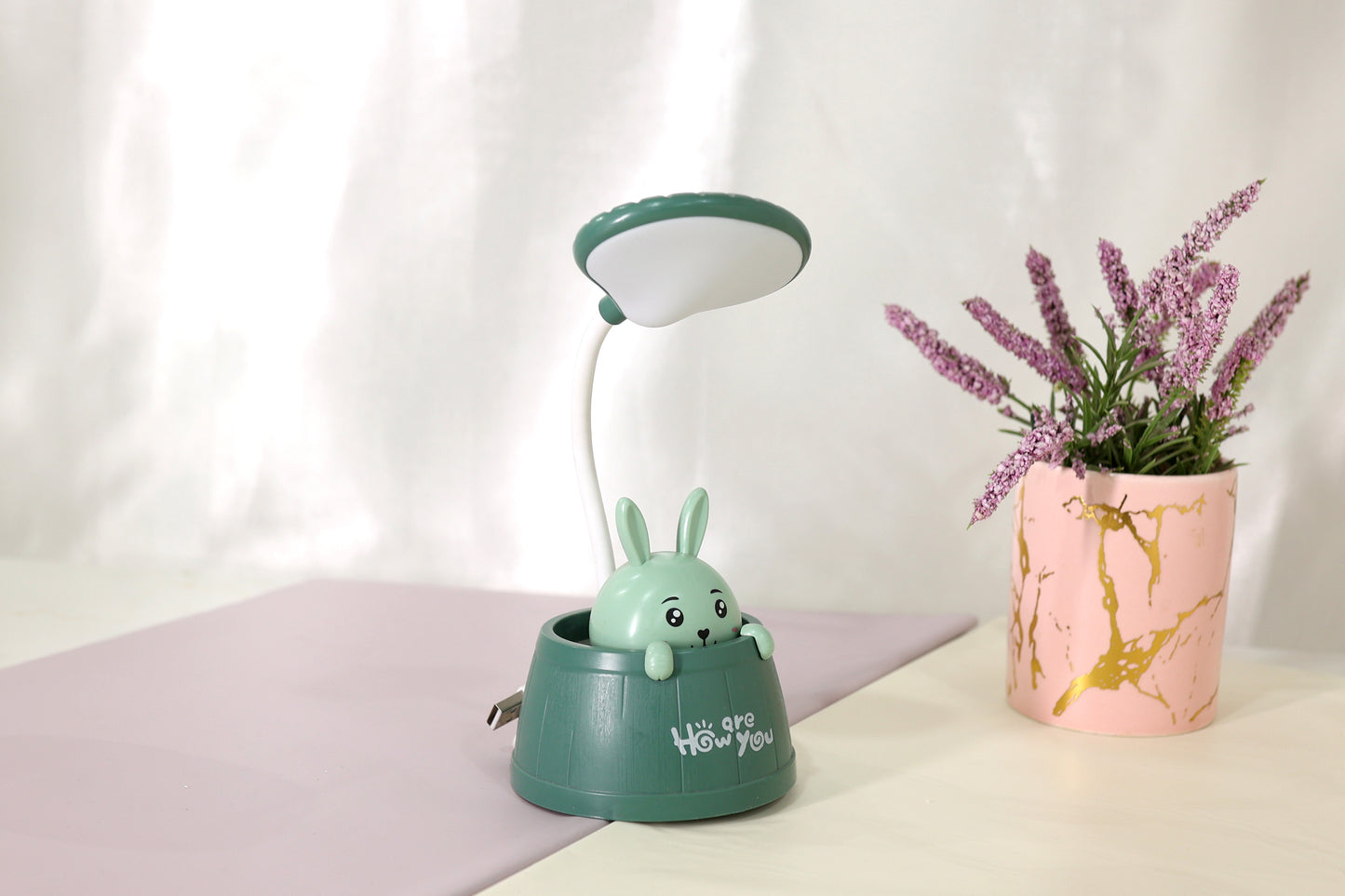Cute Bunny LED Table Lamp with Pen Stand