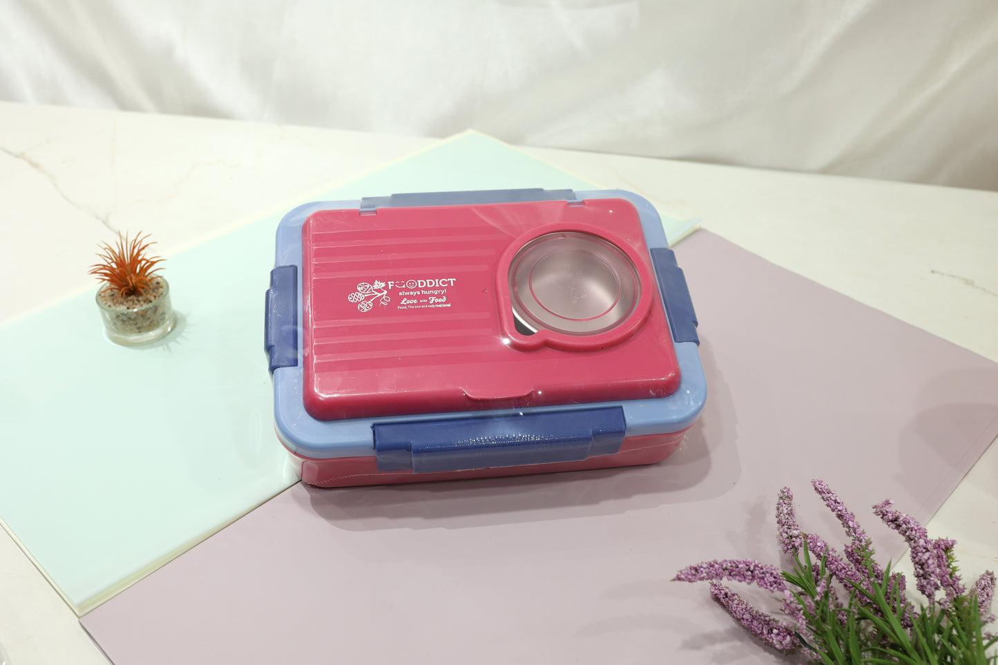 Fooddict 3-Compartment Stainless Steel Lunch Box with Leak-Resistant Lid