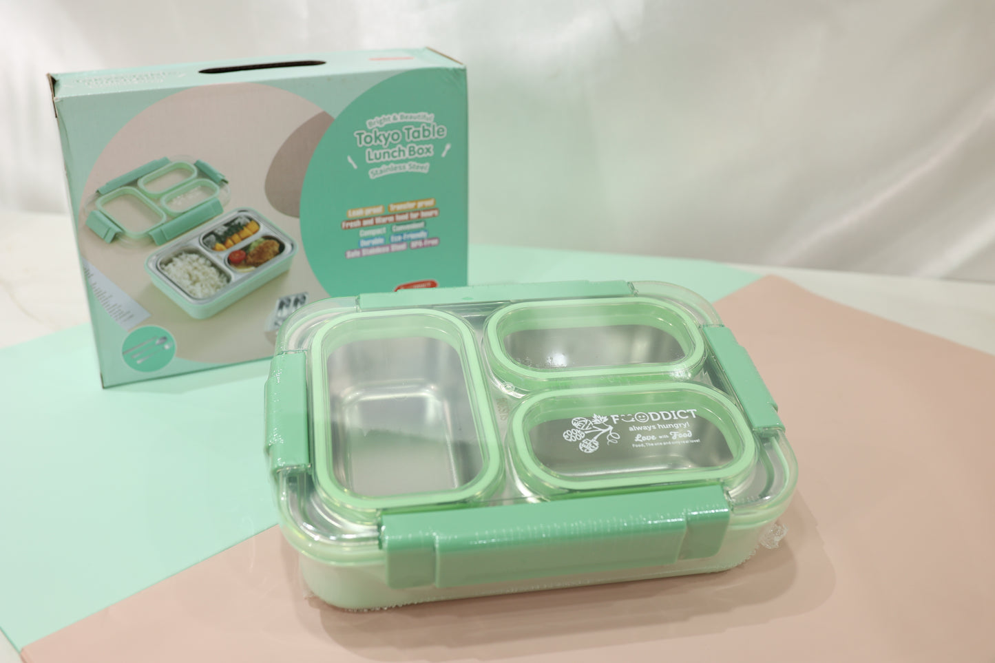 Premium Bento Stainless Steel 3-Compartment Lunch Box – Leakproof | Meal Prep Friendly