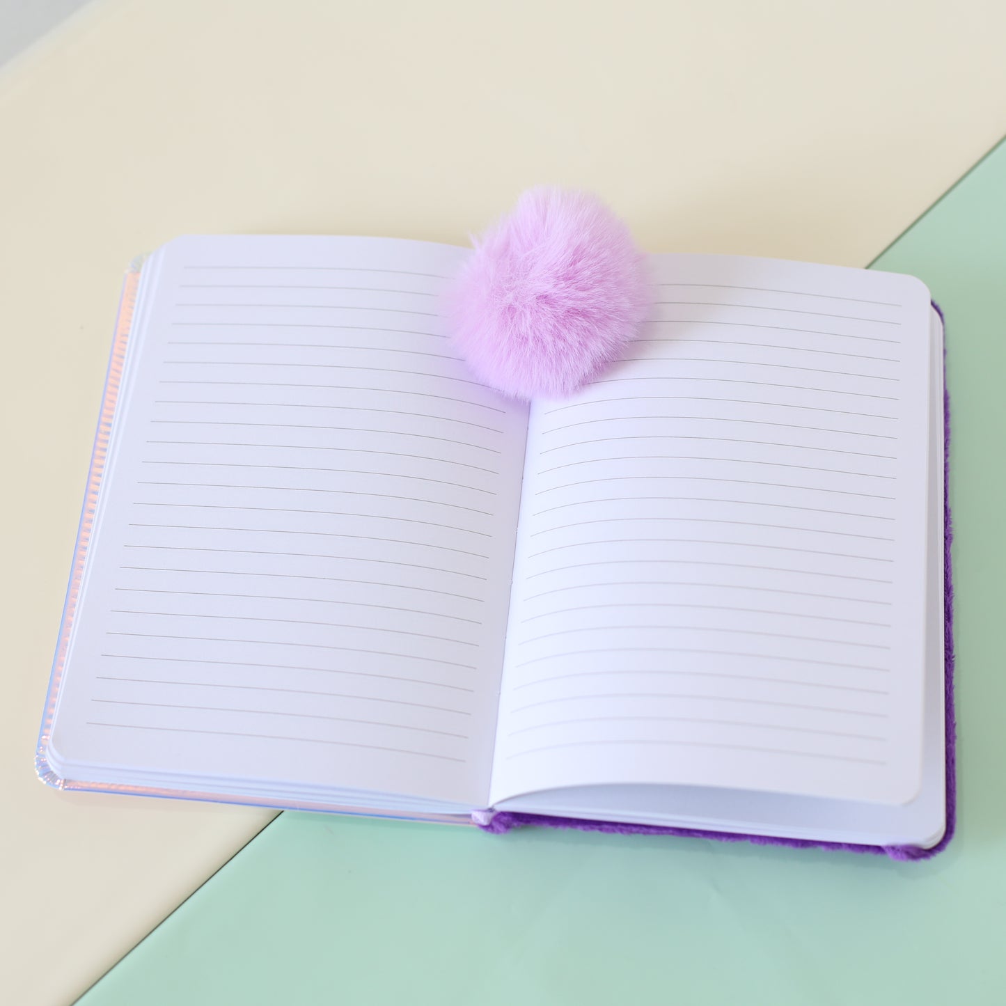 Ice Cream Liquid Glitter Diary with Furry Back & Pom-Pom Bookmark
