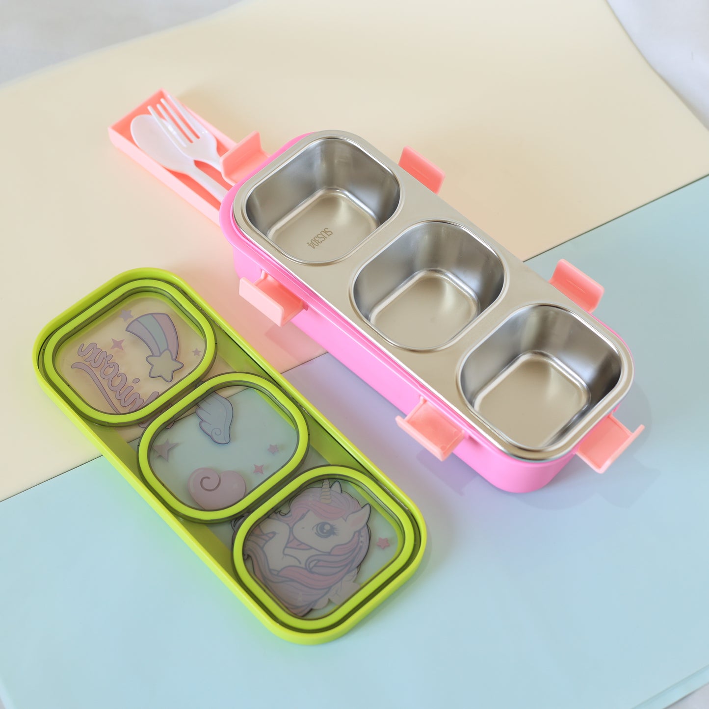 Cartoon Printed Lunch Box (3 Compartment)