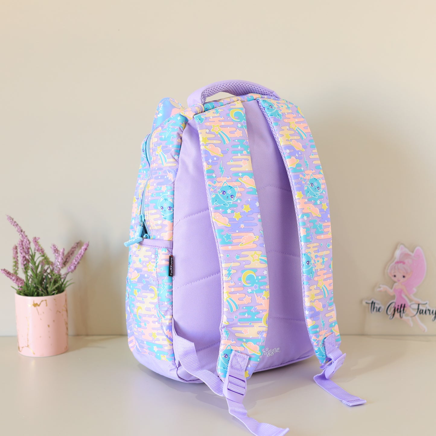 Smiggle Classic Cat Backpack for Kids – Pastel Purple
