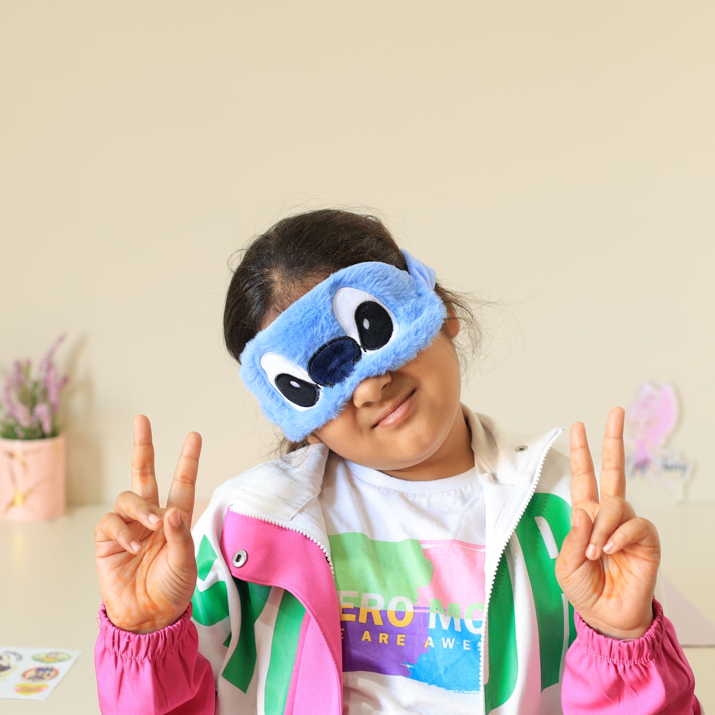 Premium Stitch Cartoon Furry Sleep Eye Mask for Kids