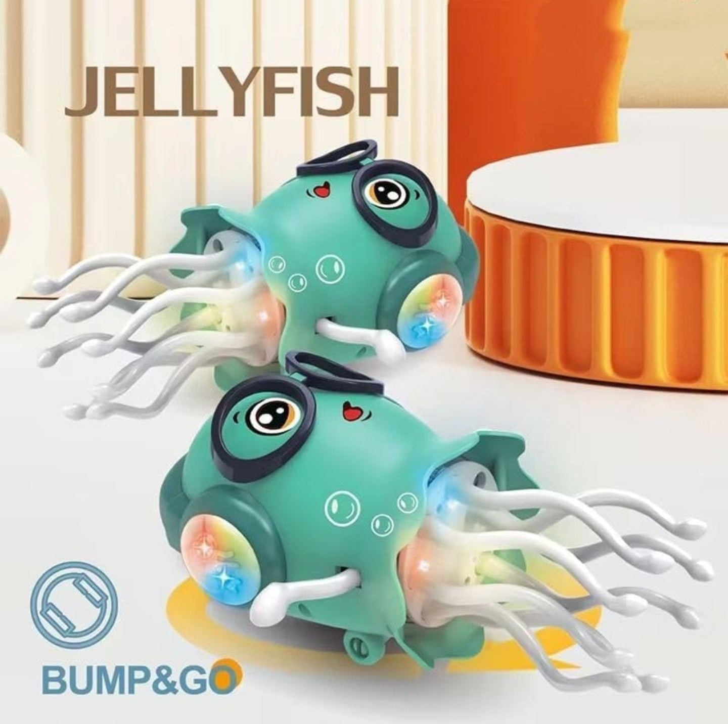 DZLING Dancing Jellyfish Toy with LED Lights, Musical Interactive Educational Octopus, 360° Rotating Tentacles, Auto-Avoid Crawling Fun Pretend Play Toy for Kids Random Color (Jellyfish)