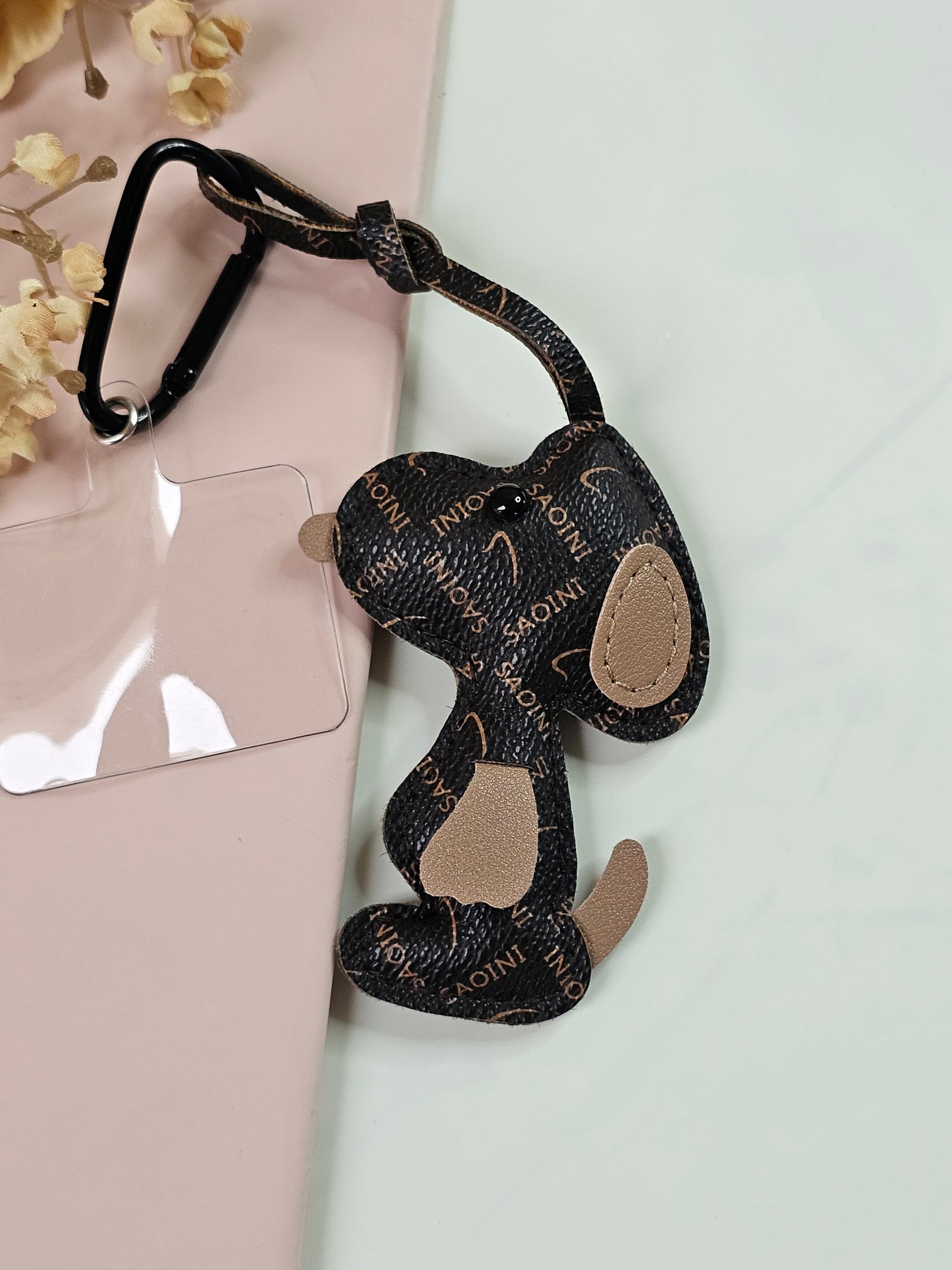 Cute Puppy Bag Charm | PU Leather Dog Keychain for Bags & Backpacks