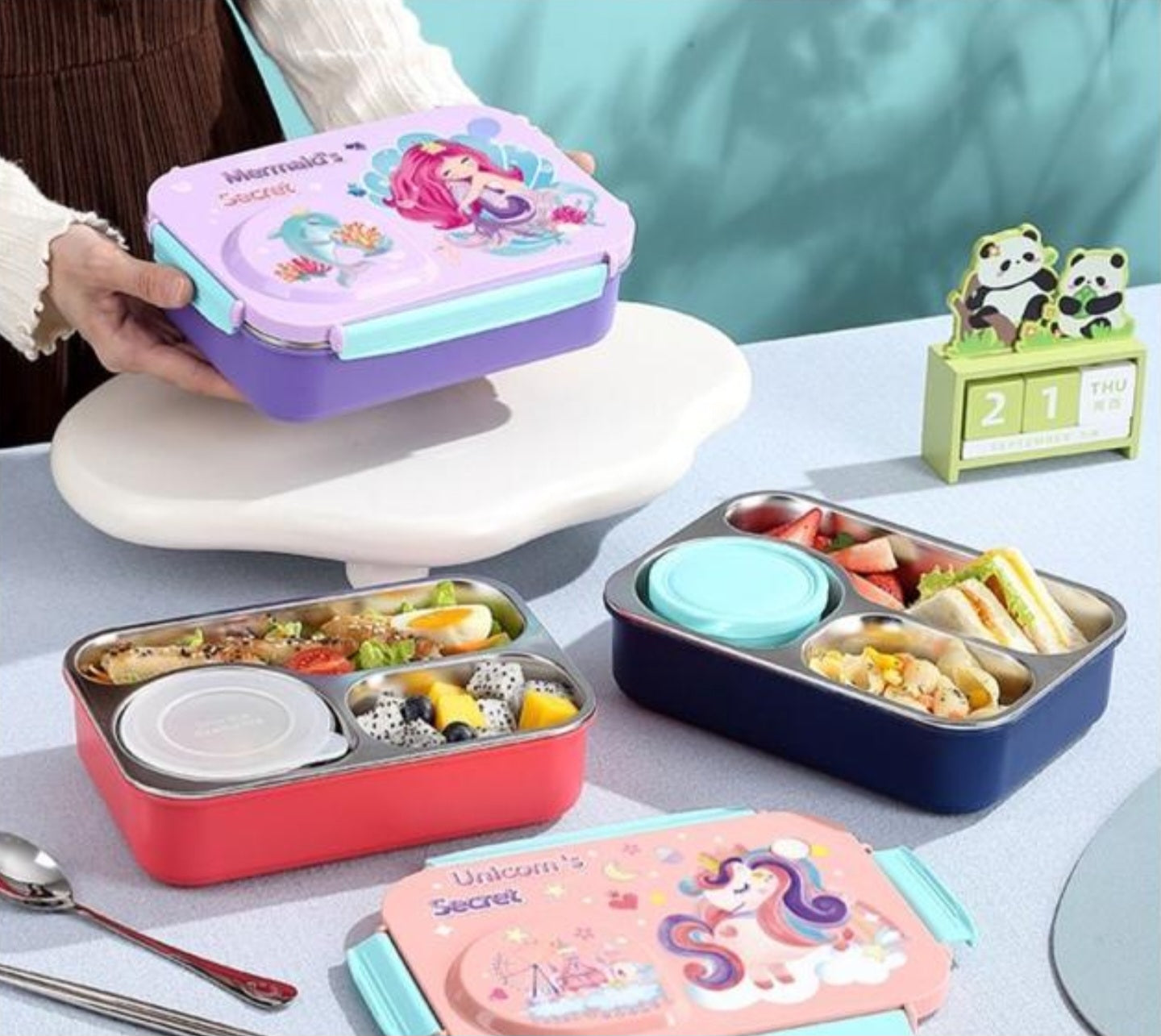 Bento Kids Printed Lunch Box with Stainless Steel Compartments (Designs May Vary)