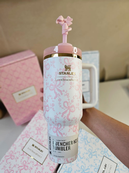 Premium Bow Edition Stanley FlowState Quencher H2.0 Tumbler 40oz (1.18L) | Limited Edition | Luxury Gift