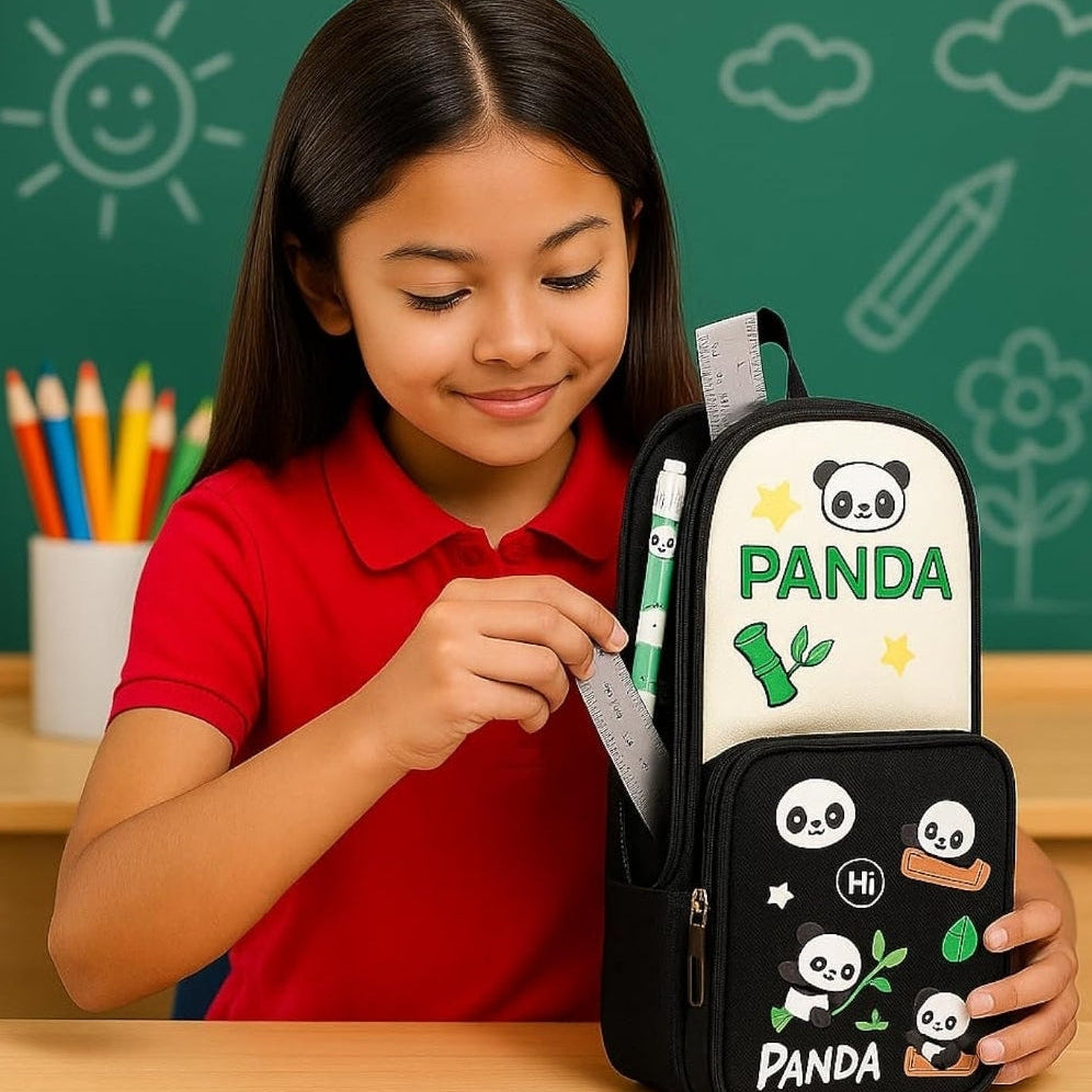 Double-Layer Multi-Pocket Standing Pencil Pouch.