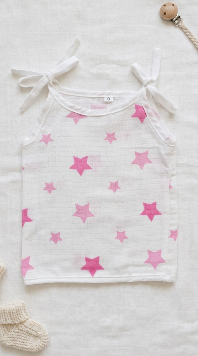 Newborn Pure Muslin Cotton Tie-Shoulder Singlets – 10" x 8.5" Essential Basics.