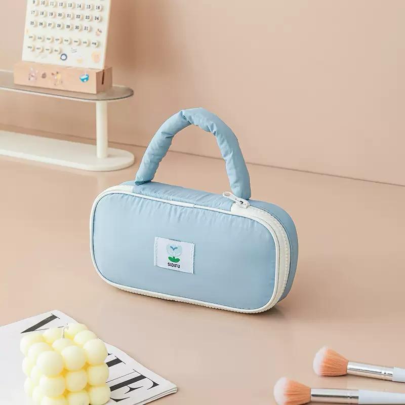 Pastel Puffer Travel Organizer Pouch with Handle – Large Zipper Organizer