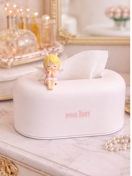 Fairy Tissue Box for Kids Study Table | Cute Bunny Angel Tissue Holder (Pink, White)