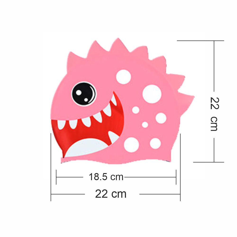 3d White Polka Pink , Silicone Kids Swim Cap, 5 years -15 years