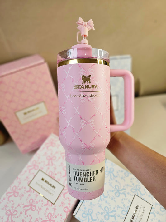 Premium Bow Edition Stanley FlowState Quencher H2.0 Tumbler 40oz (1.18L) | Limited Edition | Luxury Gift