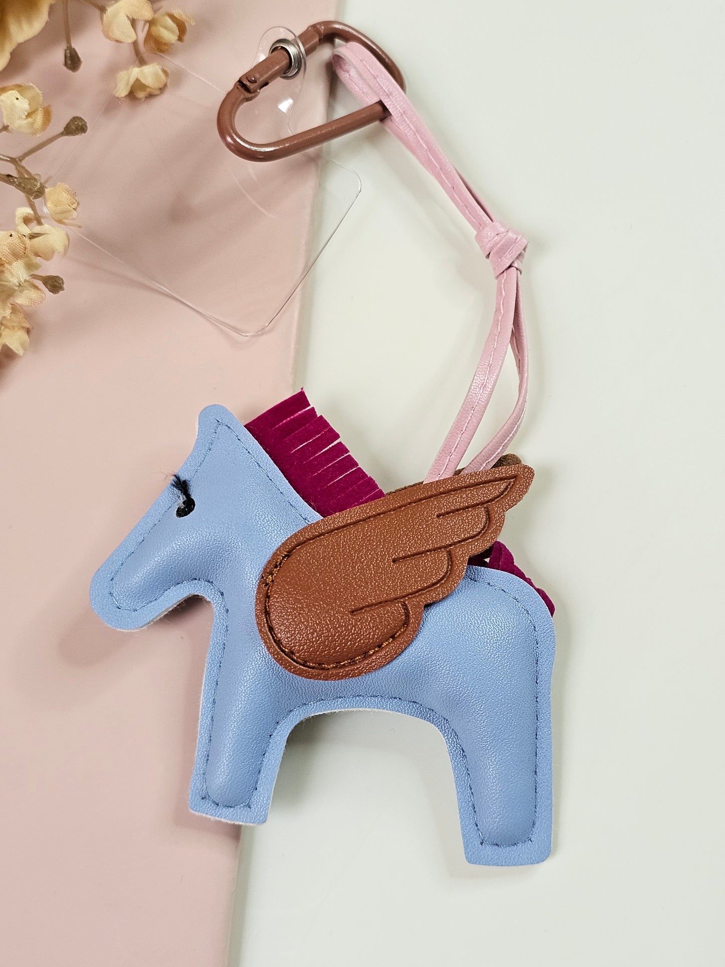 Flying Horse Bag Charm | Pegasus PU Leather Keychain for Bags & Backpacks