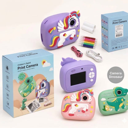 Kids Instant Print Camera – Unicorn & Dinosaur Design | The Gift Fairy