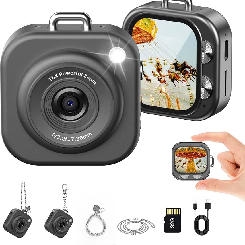 Q16 Mini CCD Digital Camera – Pink& black  Pocket Camera for Kids