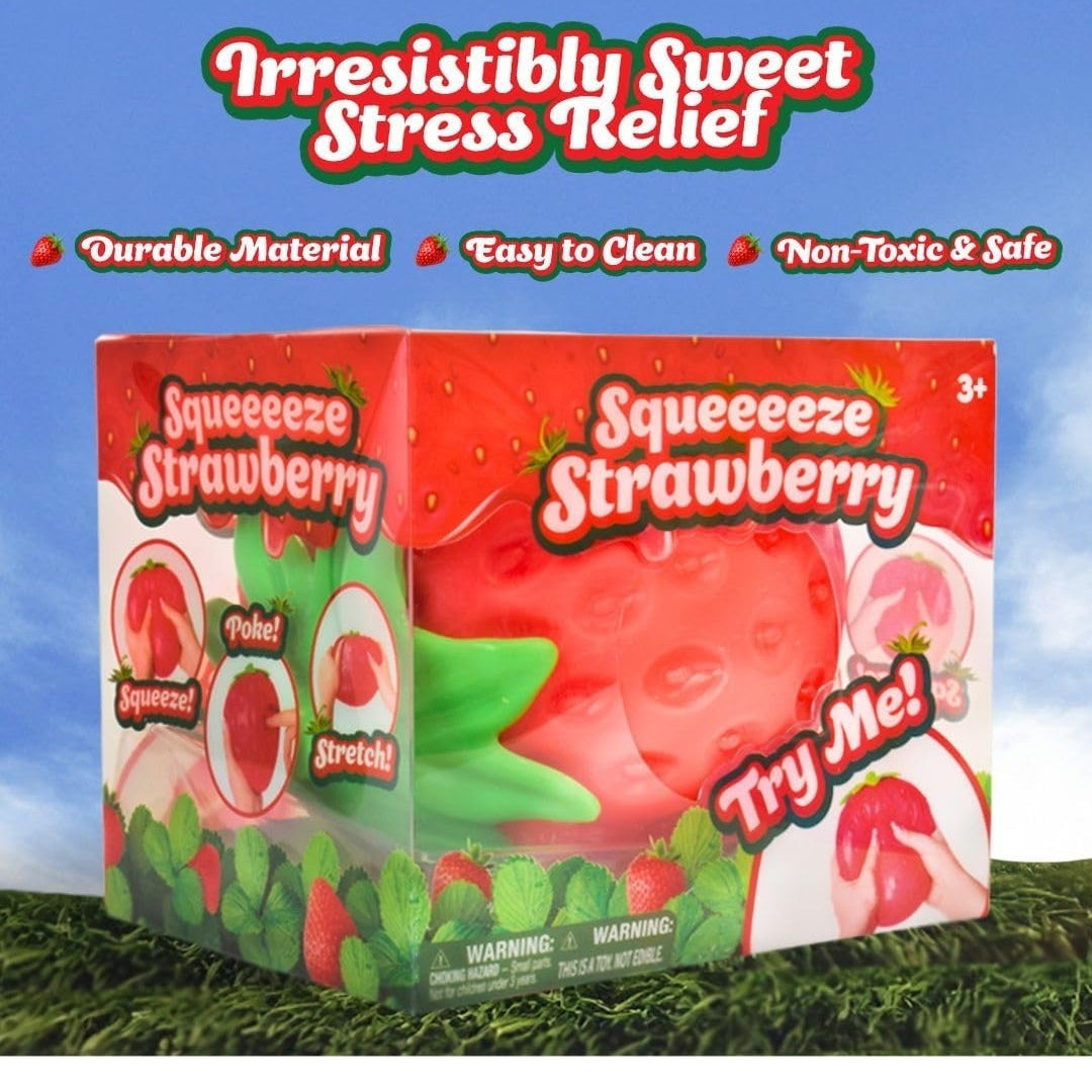 Squeeze Strawberry Squishy Toy – Soft Strawberry Stress Relief Toy