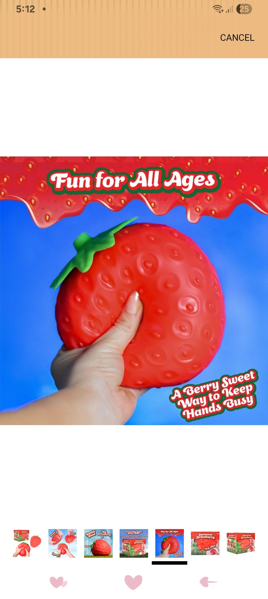 Squeeze Strawberry Squishy Toy – Soft Strawberry Stress Relief Toy