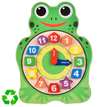 Wooden Learning Clock Block Puzzle Board – Number & Time Teaching Toy
