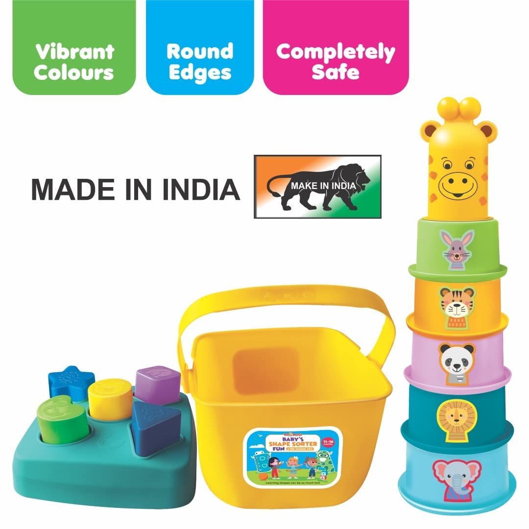 Cuppy Shappy 3 in 1 Combo Gift Set – Stacking Cups & Shape Sorter (12–36 Months)