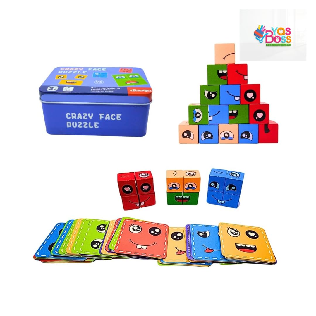 Crazy Face Puzzle Cube Game – Expression Matching Toy (3+ Years)