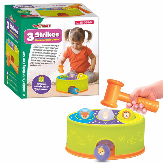 3 Strikes Hammer Ball Game – Toddler Activity Toy (18–36 Months)