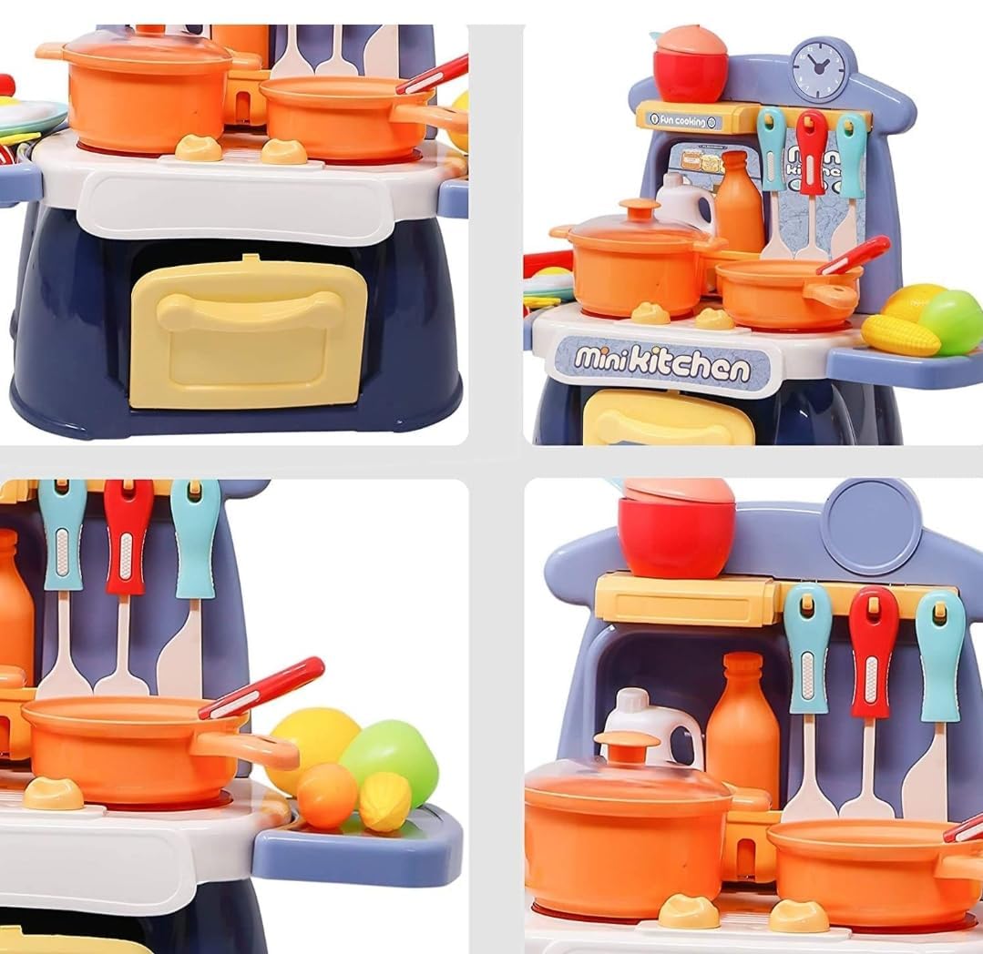 Mini Kitchen Play Set for Kids – Pretend Cooking Toy with Utensils