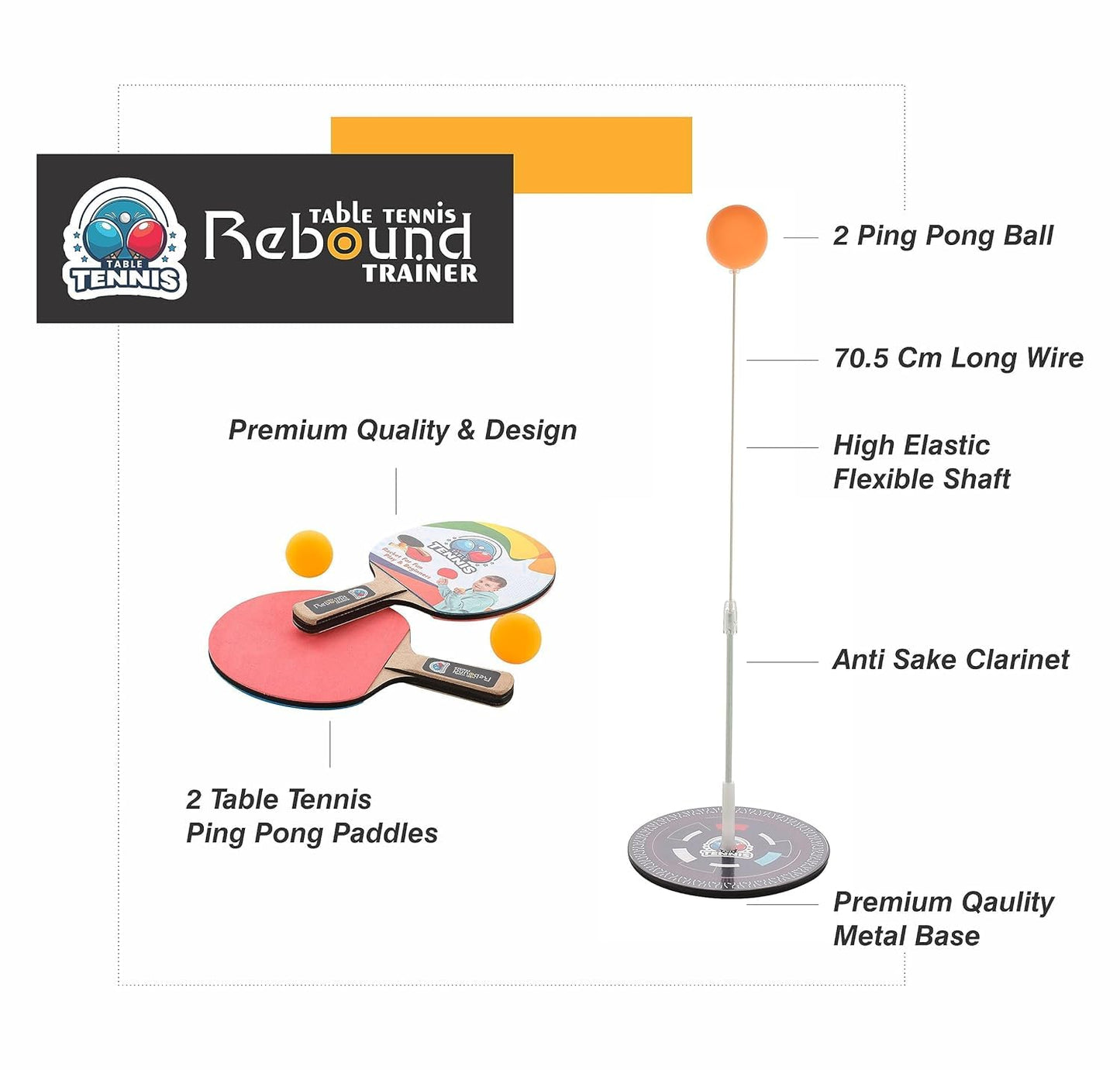 Rebound Table Tennis Trainer Set – Ping Pong Practice Kit (3+ Years)