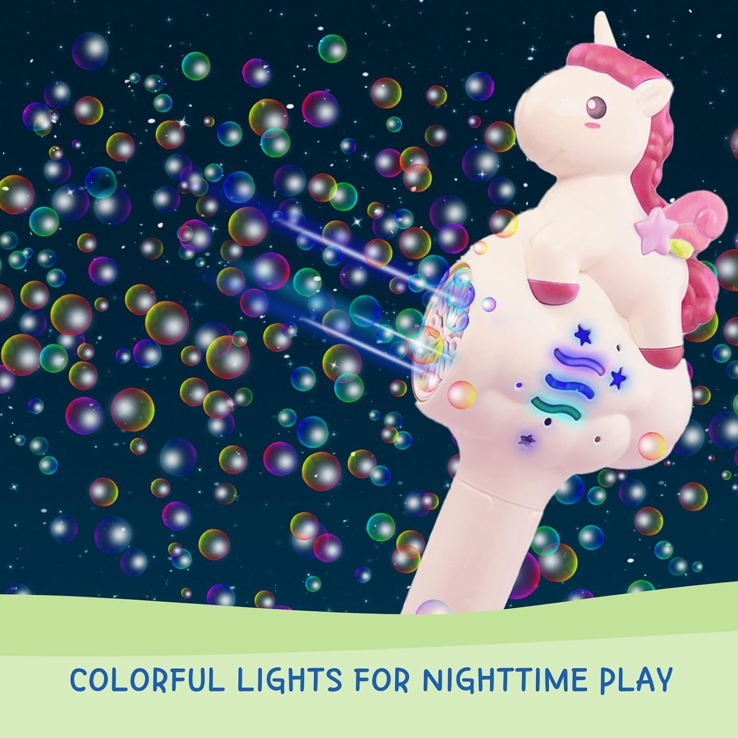 Unicorn Bubble Wand Toy for Kids – Automatic Bubble Maker with Lights