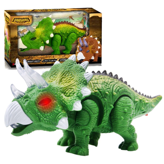 Electric Walking Triceratops Dinosaur Toy with Lights & Sound