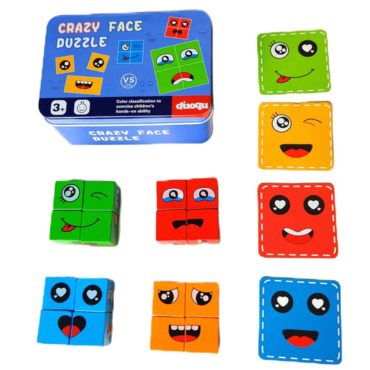 Crazy Face Puzzle Cube Game – Expression Matching Toy (3+ Years)