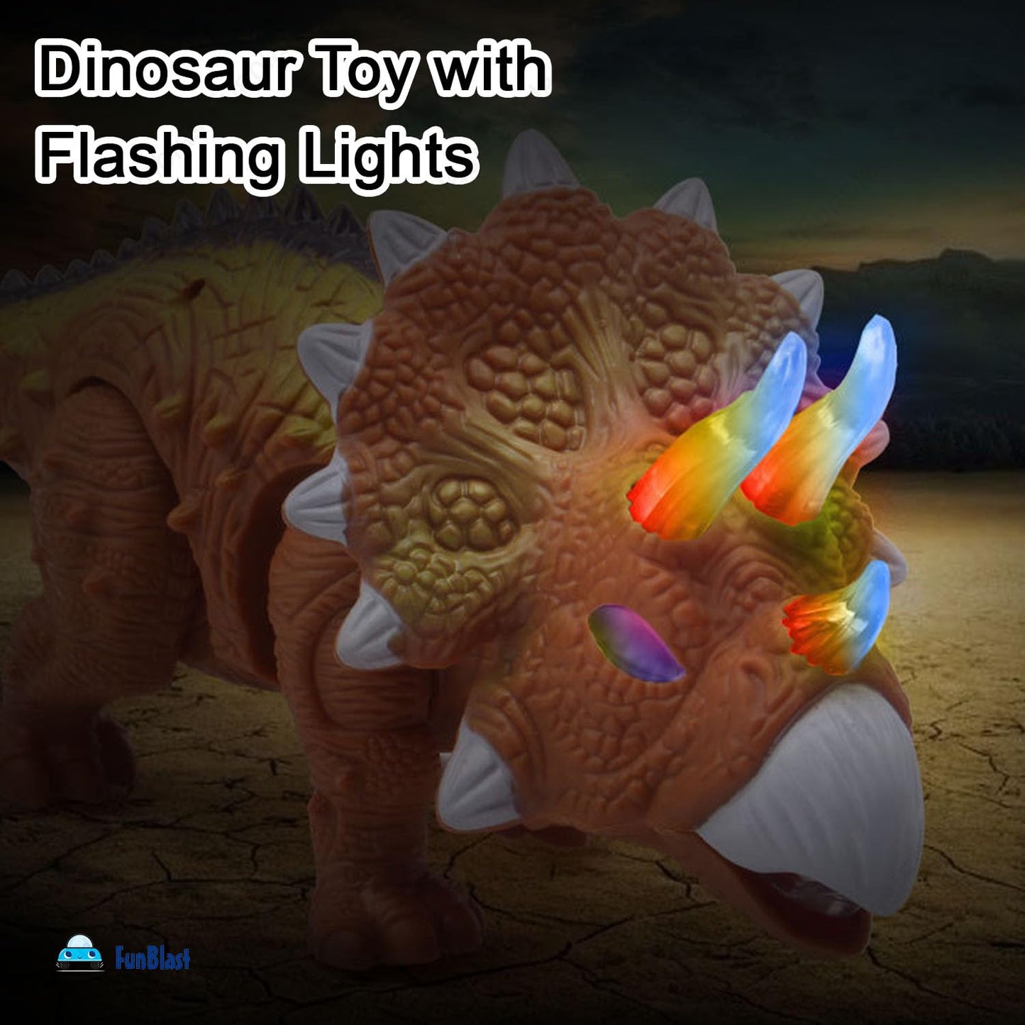 Electric Walking Triceratops Dinosaur Toy with Lights & Sound