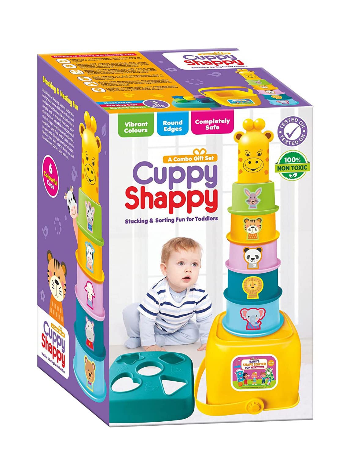 Cuppy Shappy 3 in 1 Combo Gift Set – Stacking Cups & Shape Sorter (12–36 Months)