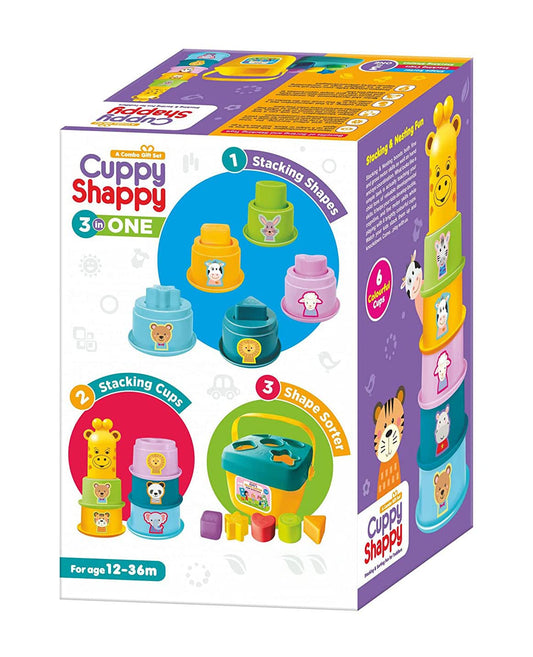 Cuppy Shappy 3 in 1 Combo Gift Set – Stacking Cups & Shape Sorter (12–36 Months)