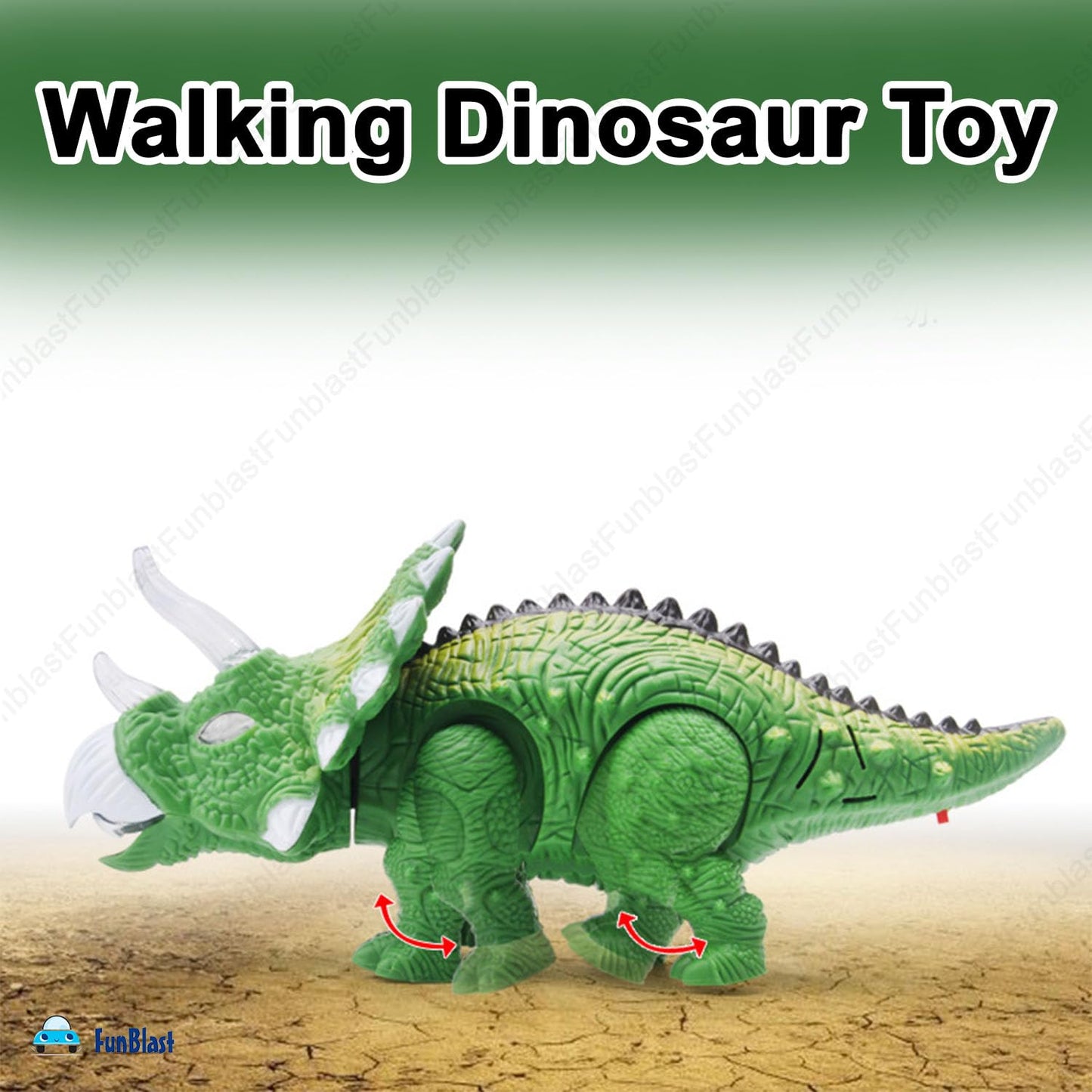 Electric Walking Triceratops Dinosaur Toy with Lights & Sound