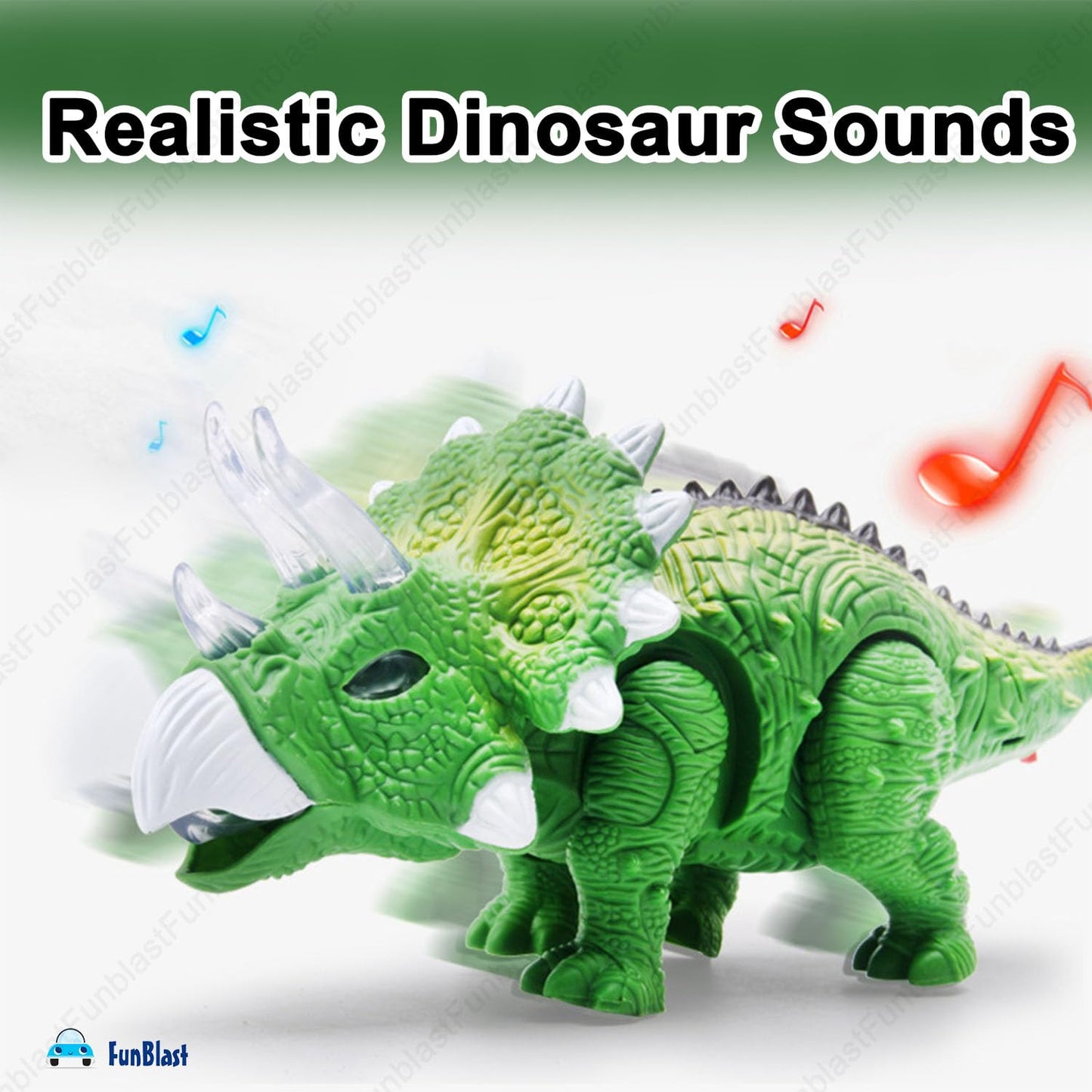 Electric Walking Triceratops Dinosaur Toy with Lights & Sound