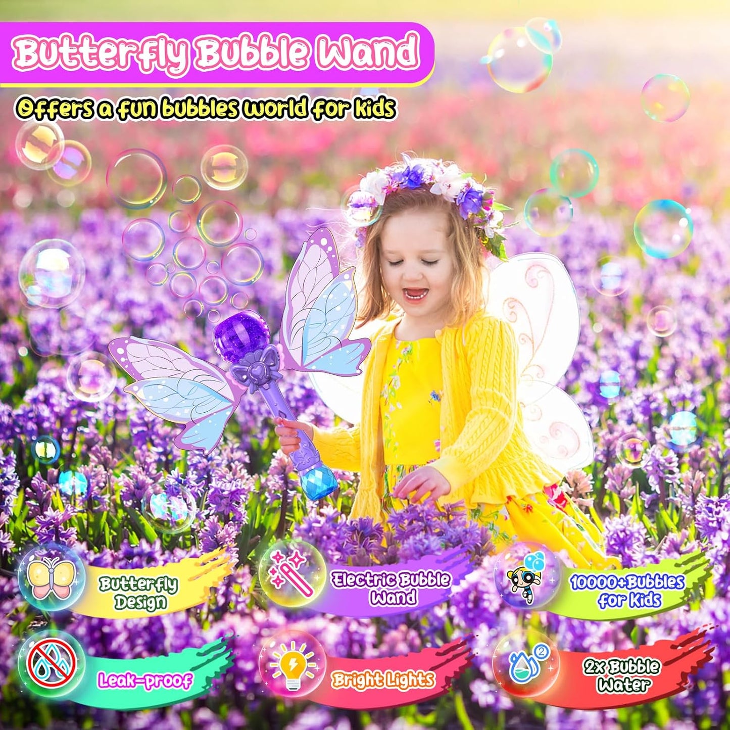 Butterfly Bubble Wand Toy for Kids – Automatic Bubble Maker