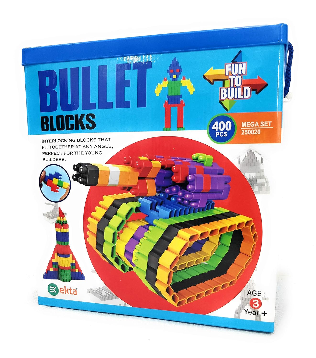 Bullet Blocks 400 Pieces Mega Set – Interlocking Building Blocks for Kids