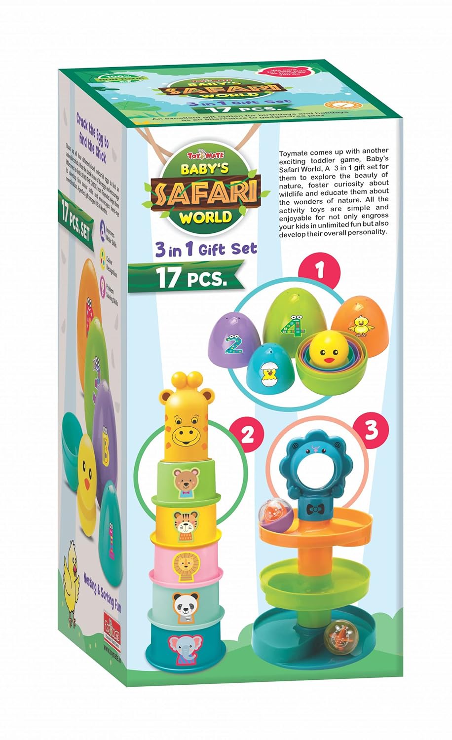 Toymate Baby’s Safari World – 3 in 1 Gift Set (17 Pieces)