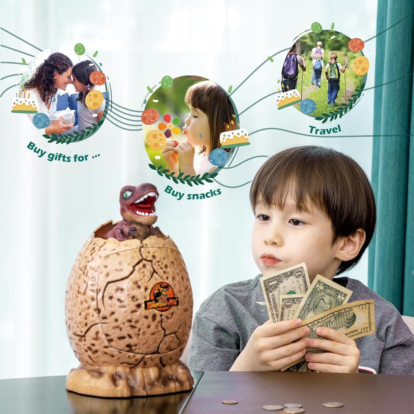 Dinosaur Egg Piggy Bank with Password Lock & Sound – Electronic Money Saving Bank