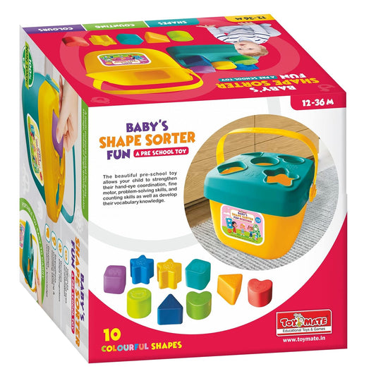 Toymate Baby’s Shape Sorter Fun – 10 Colorful Shapes (12–36 Months)