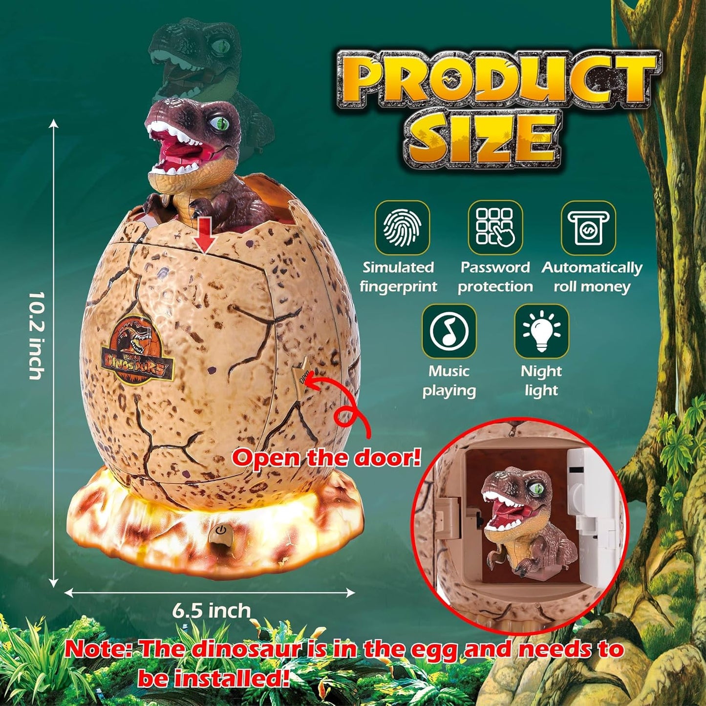 Dinosaur Egg Piggy Bank with Password Lock & Sound – Electronic Money Saving Bank