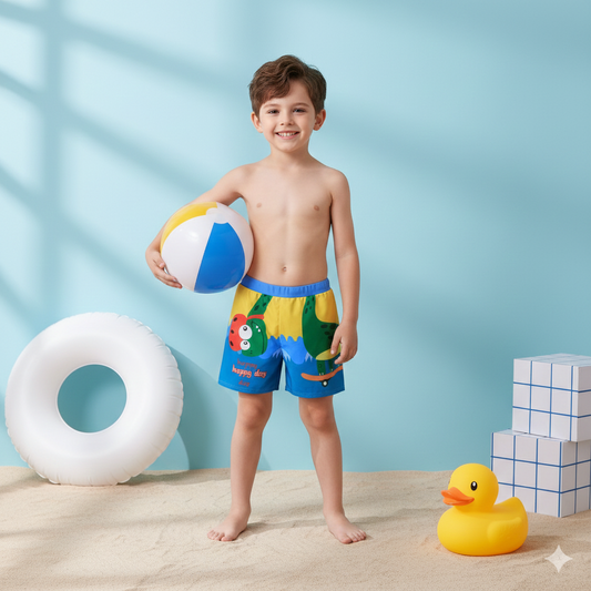Kids Dinosaur Swim Shorts – Cartoon Beach & Pool Swimwear for Boys