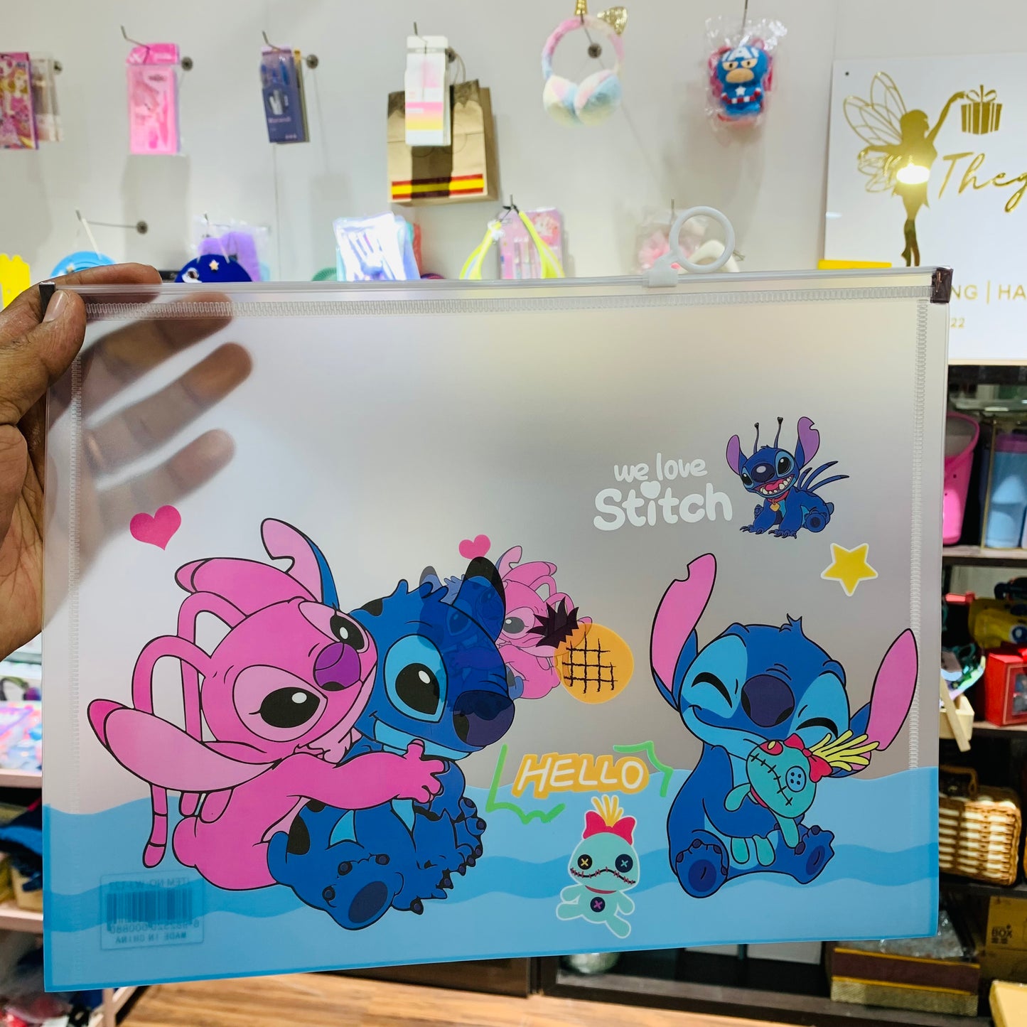 Stitch A4 Zip Document Folder – Cartoon Plastic File Pouch